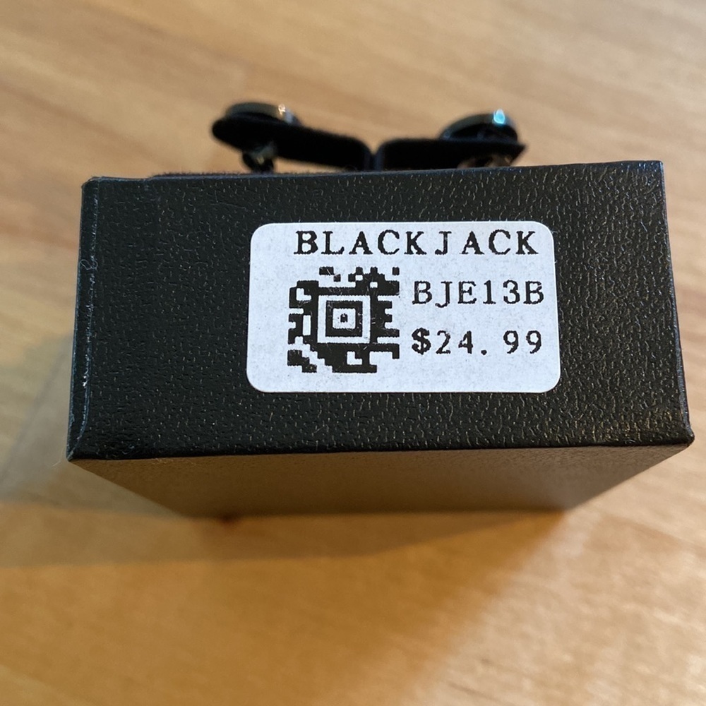 BLACKJACK Round Black Stainless Steel
Earrings Studs BJE13G New in Box - Picture 3 of 4